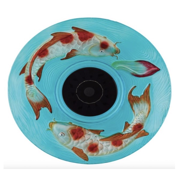 Koi Solar Fountain/Birdbath with Stand 18"