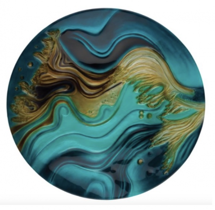 Swirl Green Birdbath with Stand 18"