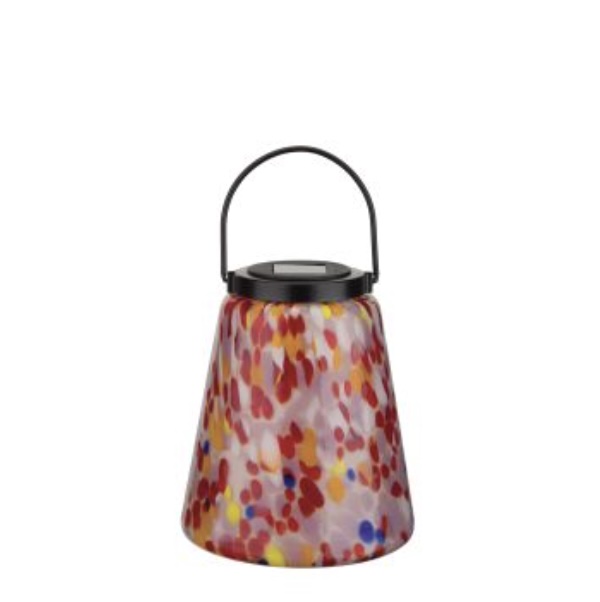 Murano Red Orange & White Solar Lantern