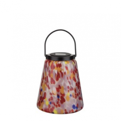 Murano Red Orange & White Solar Lantern