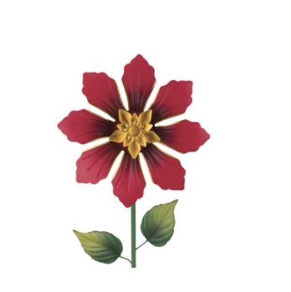 Red Flower Spinner Stake 36"H