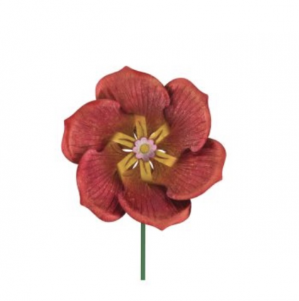 Poppy Textured Flower Spinner Stake 61"H