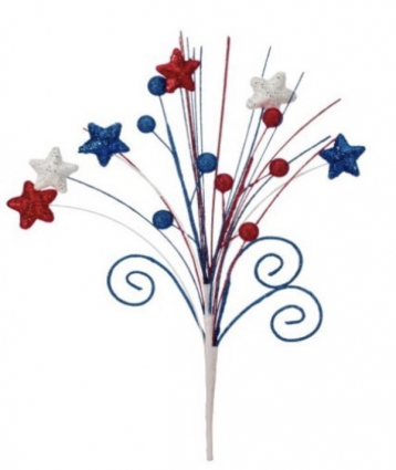 Fourth of July Glitter Star Pick 14"