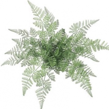 Green Leather Fern Bush 20" (UV Protected)