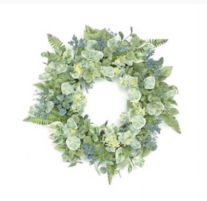 Sage Hydrangea Mixed Wreath 24"