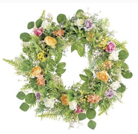 Mixed Flower & Foliage Wreath 22"