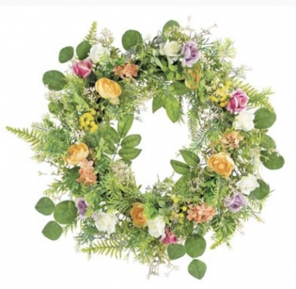 Mixed Flower & Foliage Wreath 22"