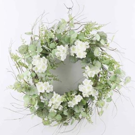 Cream Geranium Mix Wreath 24"