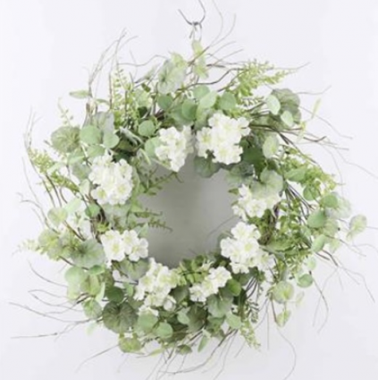 Cream Geranium Mix Wreath 24"