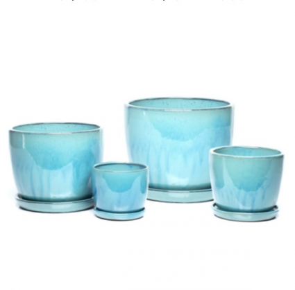 Sasha Aqua Planter Medium 8.75"W