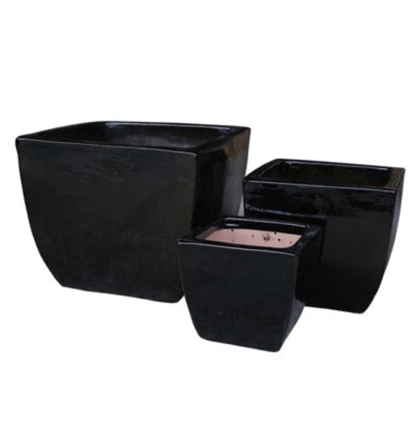 Square Estella Black Planter 16"W