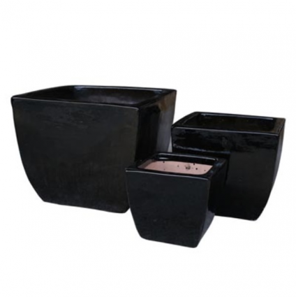 Square Estella Black Planter 16"W
