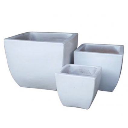 Square Estella White Planter 12"W