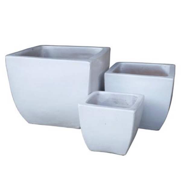 Square Estella White Planter 8.5"W