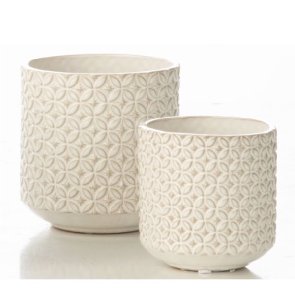 Coin White Planter 5"W