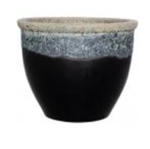 Flat Rim Volcanic Planter � Black � 16"