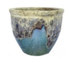 Flat Rim Volcanic Planter � Blue � 16"