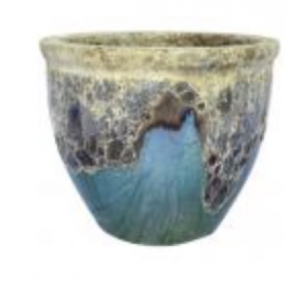 Flat Rim Volcanic Planter � Blue � 16"