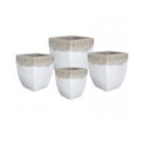 Tall Square Volcanic Planter � White � 10.2"