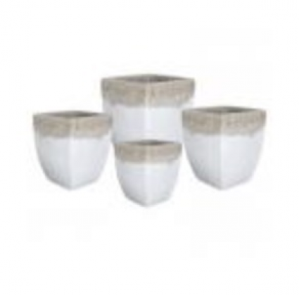 Tall Square Volcanic Planter � White � 10.2"