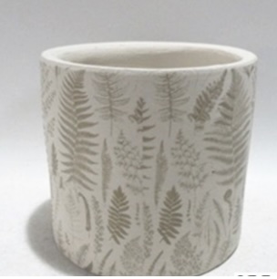 White Fern Ceramic Planter � 5.25"