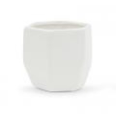 Geometric White Pot � 4.2" W