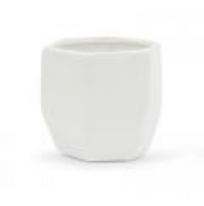 Geometric White Pot � 4.2" W