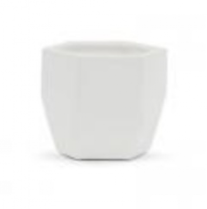 Geometric White Pot � 5.5" W