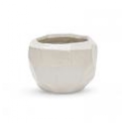 Geometric White Pot � 4" x 2.75" H