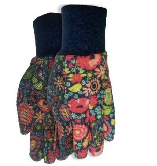 Floral Print Jersey Womens Garden Gloves