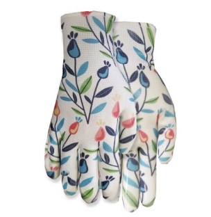 Floral Poly Knit Gloves with Nitrile Coated Palm