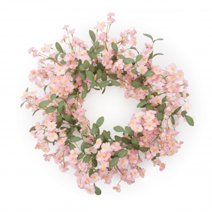 Mini Pink Floral Wreath  22" 