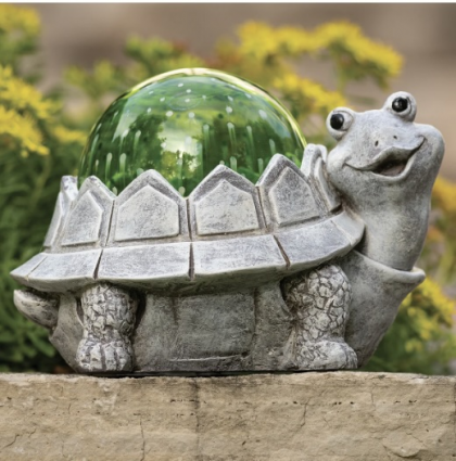 Pudgy Pals Solar-Powered Turtle Garden Statue 5.25"