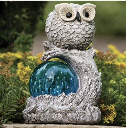 Pudgy Pals Solar Owl Garden Statue 9.75"