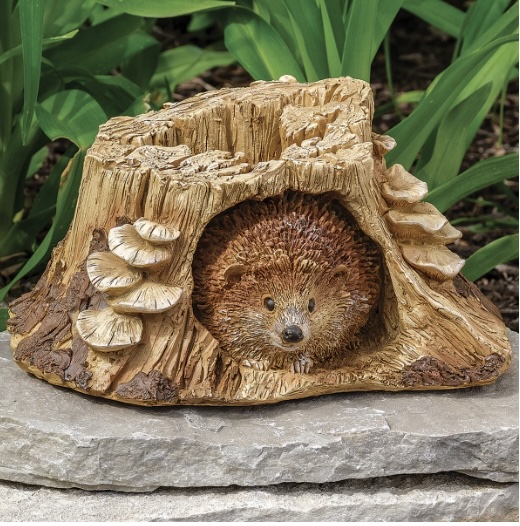 Hedgehog in Tree Stump Garden Statue