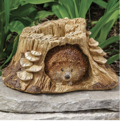 Hedgehog in Tree Stump Garden Statue