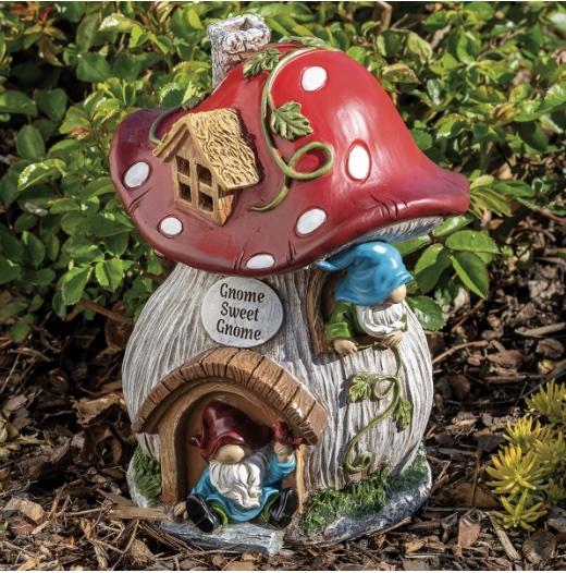 Gnome Sweet Gnome Mushroom House Garden Statue 8.5"