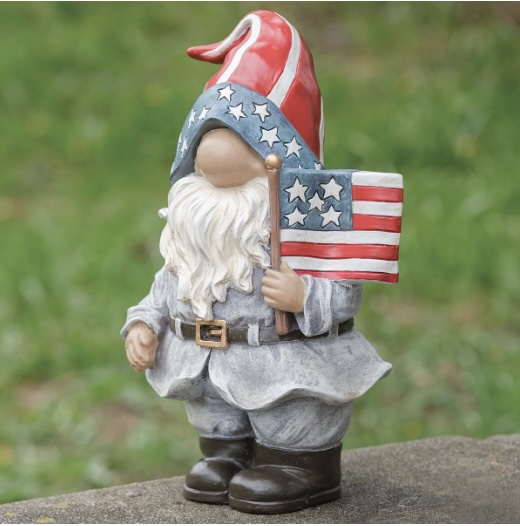 Patriotic Gnome Garden Statue 12"H