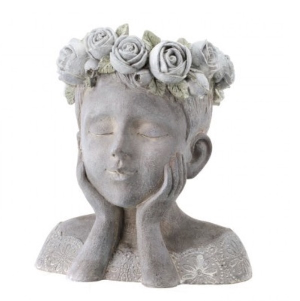 Rose Crown Lady Planter 11"H