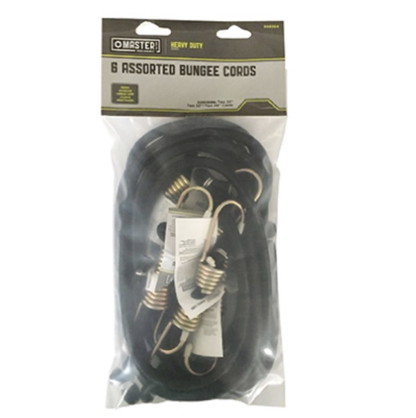 Bungee Cords Heavy-Duty, Assorted Sizes, 6-Pc.