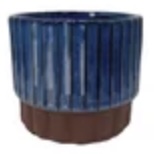 Lila Pedestal Pot Deep Sapphire & Umber Terracotta 7.5" x 6.5"