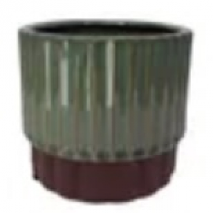 Lila Pedestal Pot Loden Green & Umber Terracotta 5.5" x 4.5"