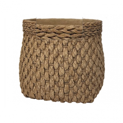 Braided Rim Basket Weave Sack Planter Light Brown 11.5"