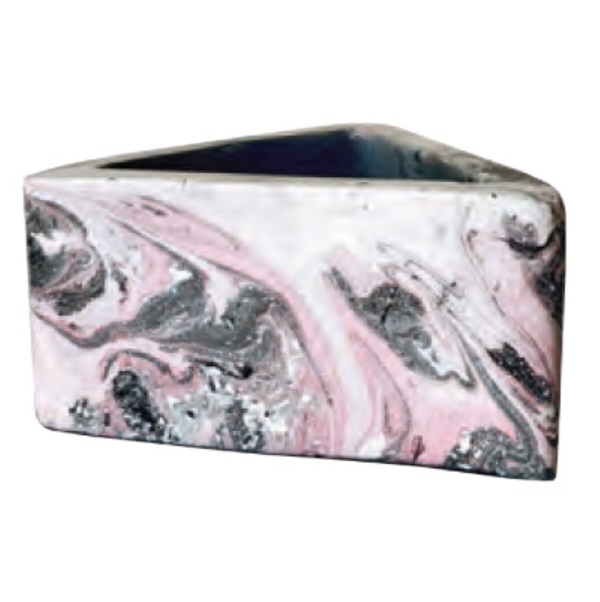 Pie Triangle Planter 6" � Marbled Pink & Gray