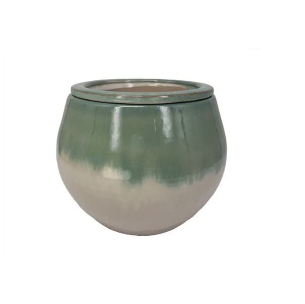 Sahara Self-Watering Pot � Cotton & Glacial Green 8" 