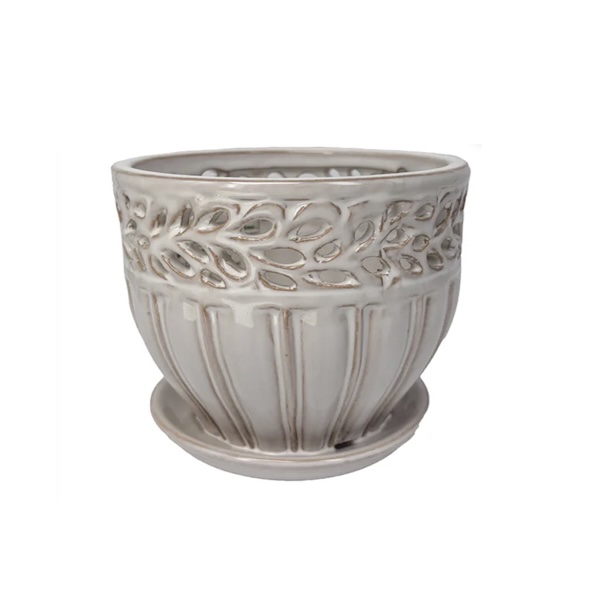 Lace Ring Orchid Pot � Moonstone 5"