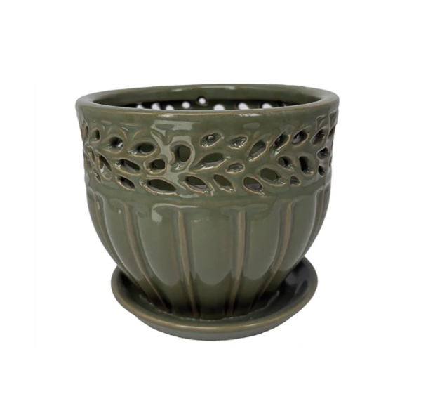 Lace Ring Orchid Pot � Grass 5"