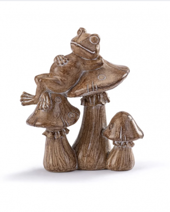 Brown Frog on Mushrooms 7"H&nbsp;&nbsp;
