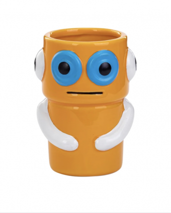Orange Blue Eyes Robot Planter