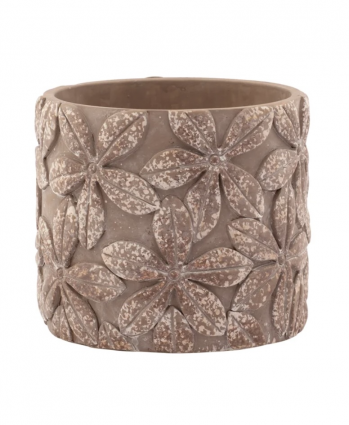 PLANTER,6" BROWN EMBOSSED FLOWER